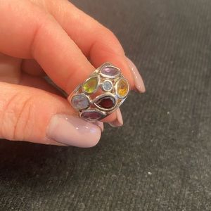 Multi colored Gemstone and silver ring
